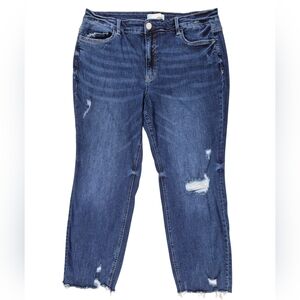 Vervet cropped jeans women's 14 dark wash distressed ripped stretch straight leg